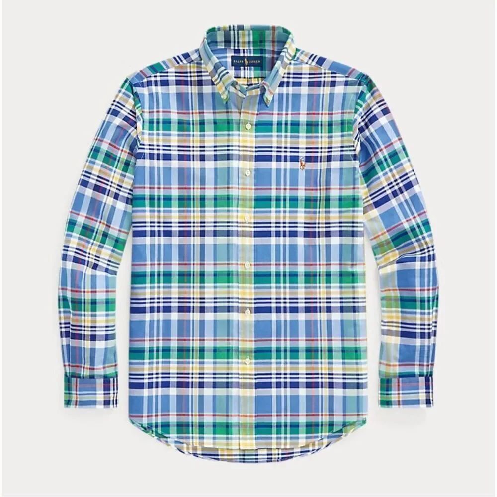 Polo Ralph Lauren NWT Classic Fit Oxford Shirt Blue/Red Multi Small